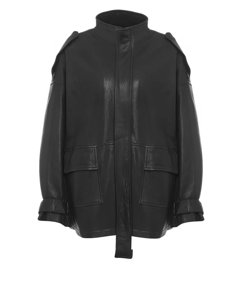 Giacca in pelle oversize