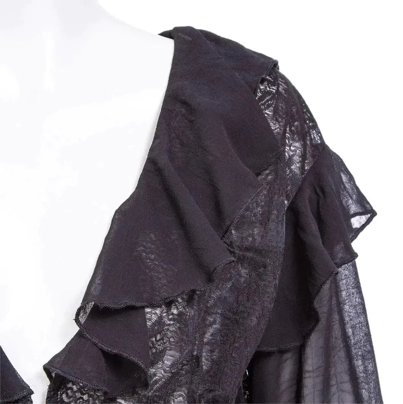 Gothic tiefes, gekräuseltes Spitzenhemd für Damen