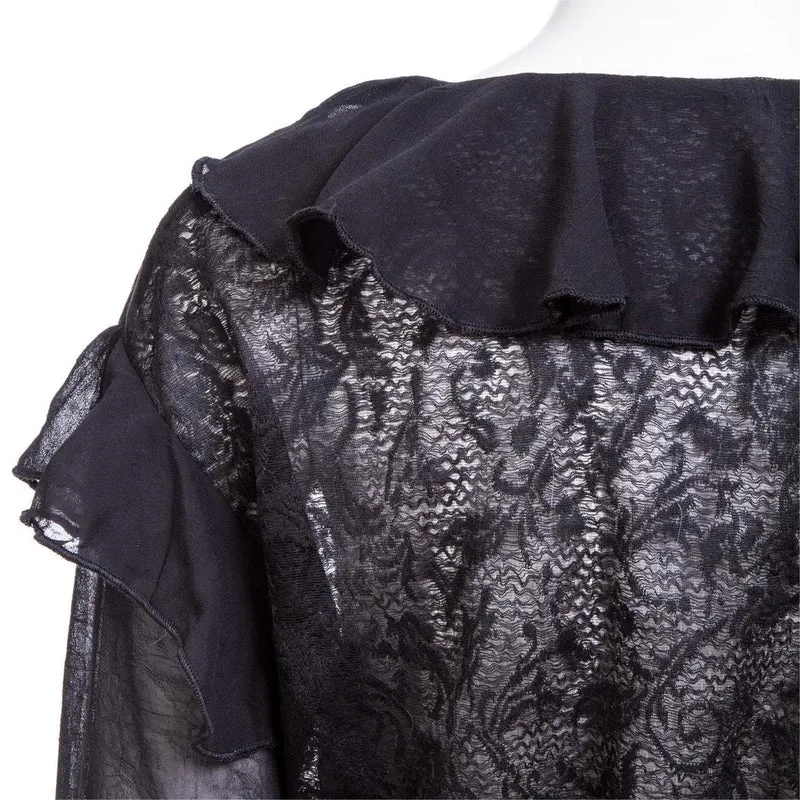 Gothic tiefes, gekräuseltes Spitzenhemd für Damen