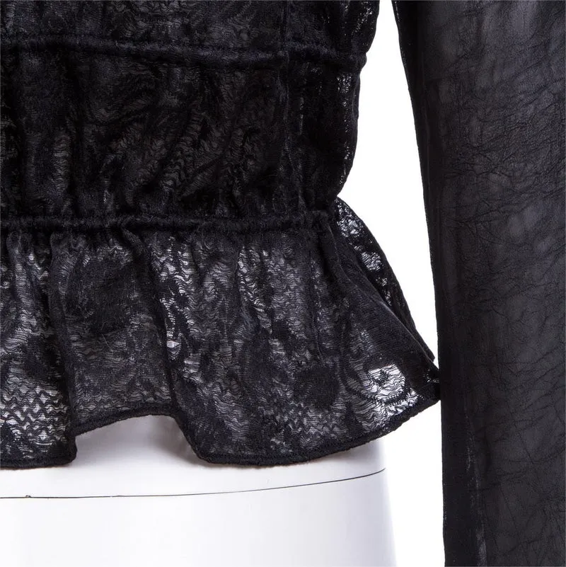 Gothic tiefes, gekräuseltes Spitzenhemd für Damen