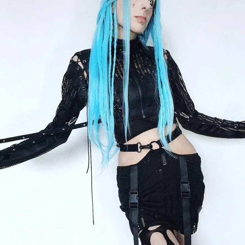 Zerrissener Rock mit Grunge-Schnalle für Damen
