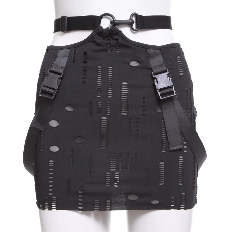 Zerrissener Rock mit Grunge-Schnalle für Damen