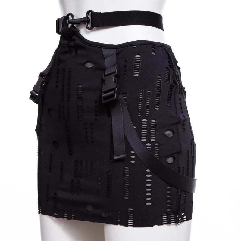 Zerrissener Rock mit Grunge-Schnalle für Damen