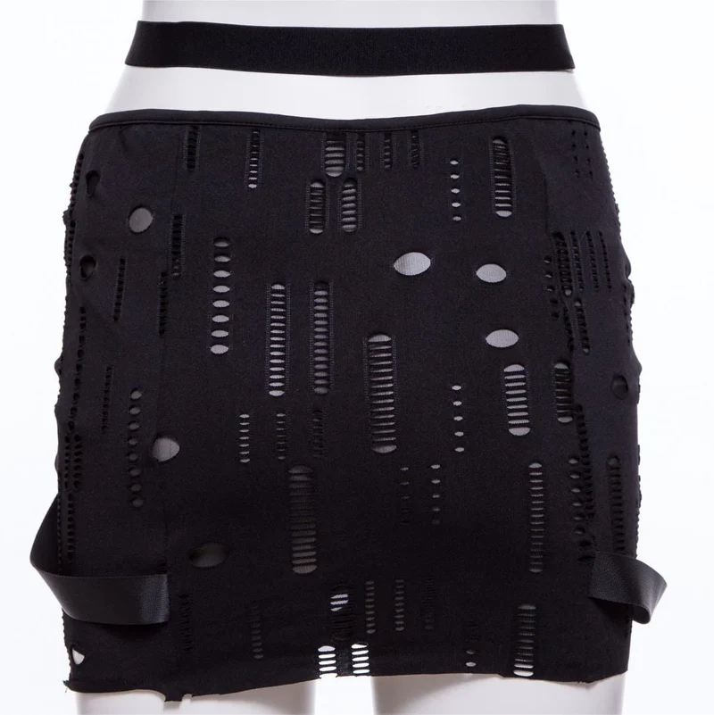 Zerrissener Rock mit Grunge-Schnalle für Damen