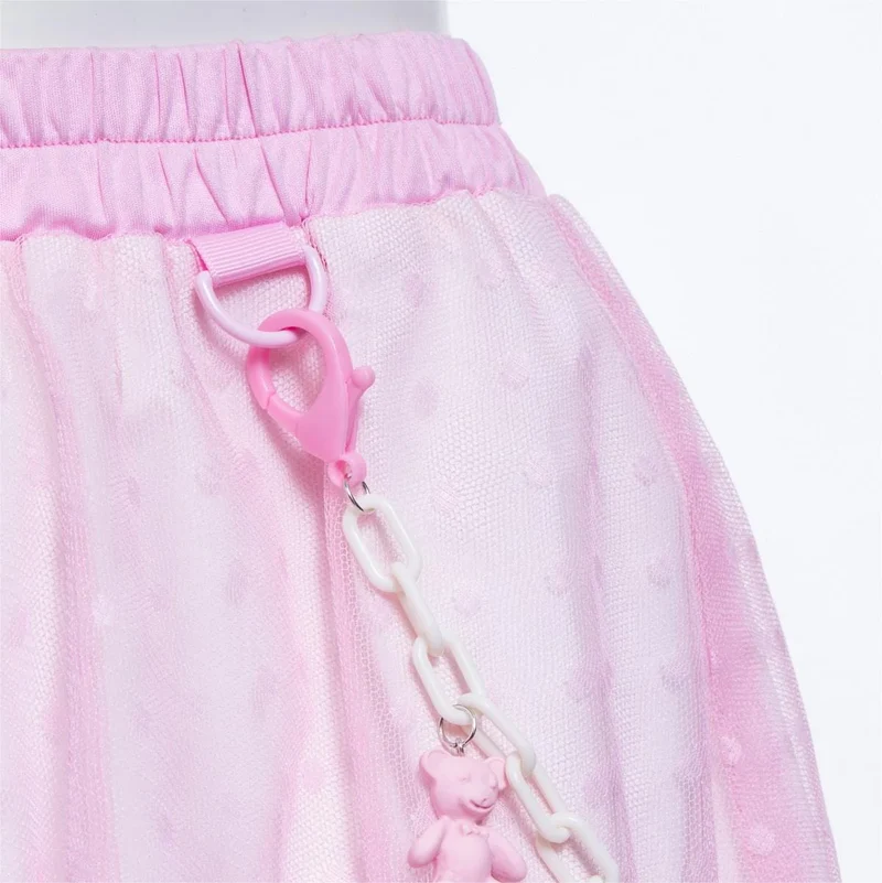 Grunge-Rüschen-Mesh-Rock für Damen mit Kette