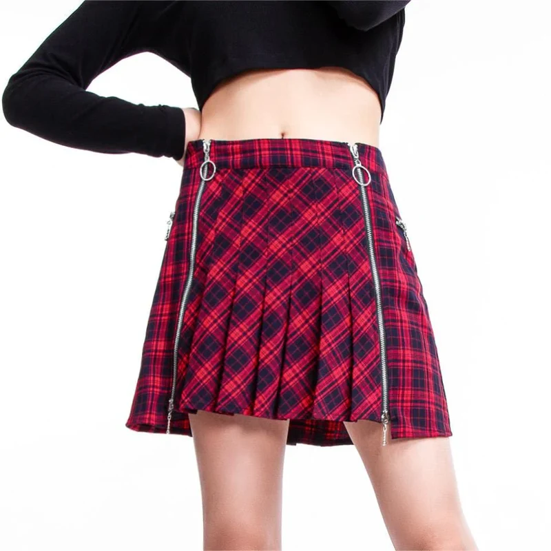Grunge karierter Faltenrock für Damen