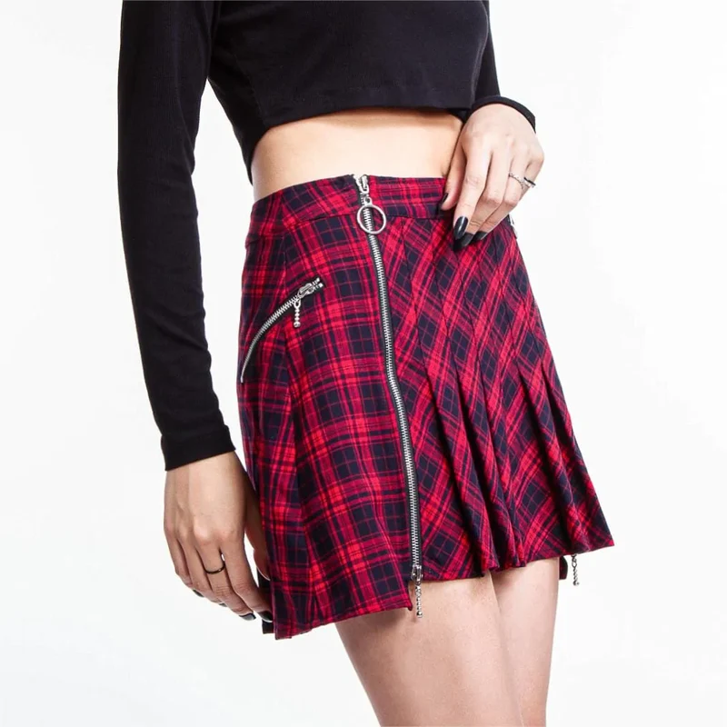 Grunge karierter Faltenrock für Damen