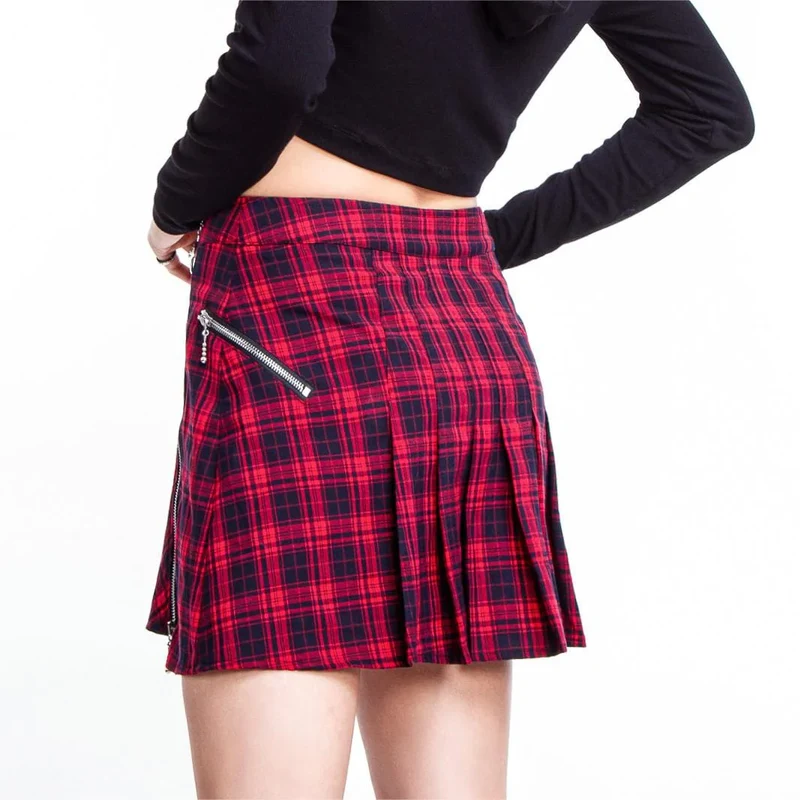 Grunge karierter Faltenrock für Damen