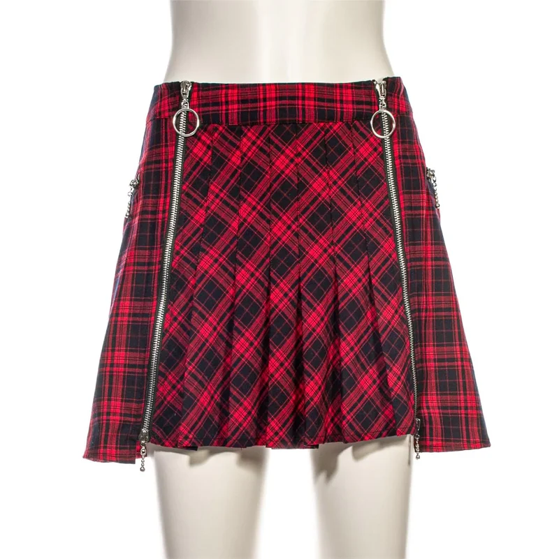 Grunge karierter Faltenrock für Damen