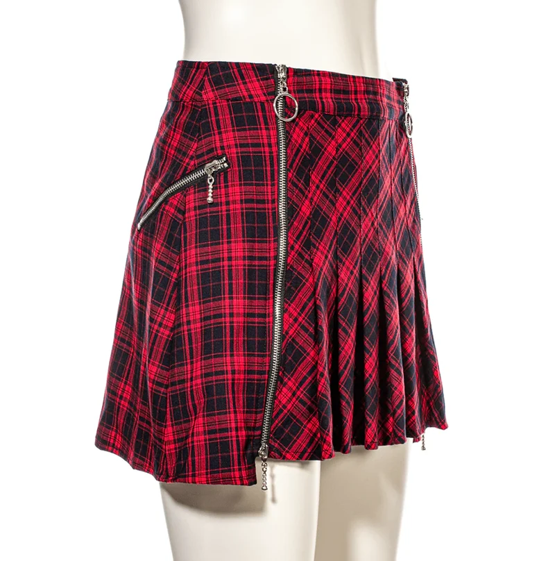 Grunge karierter Faltenrock für Damen