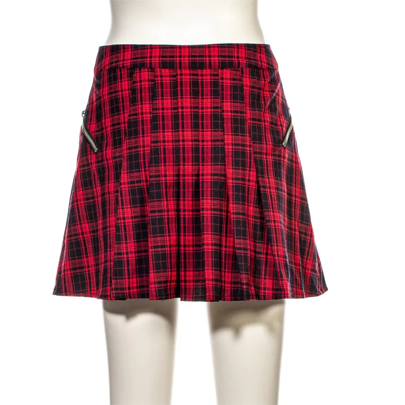 Grunge karierter Faltenrock für Damen