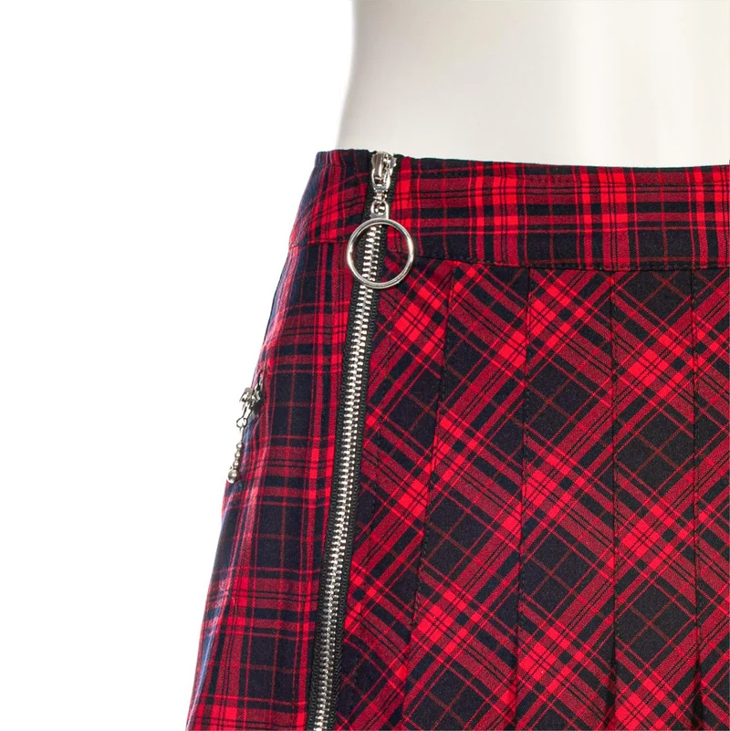 Grunge karierter Faltenrock für Damen