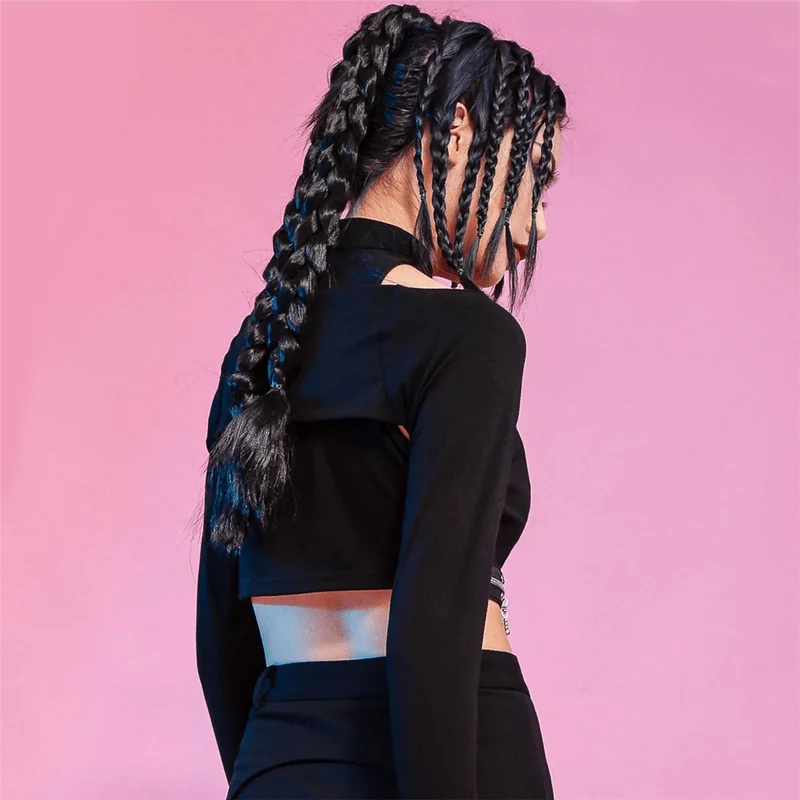Damen Punk Stehkragen Reißverschluss Bustier