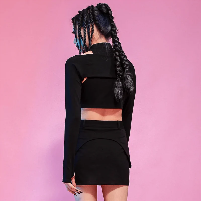 Damen Punk Stehkragen Reißverschluss Bustier