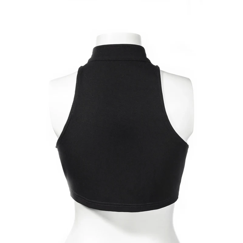 Damen Punk Stehkragen Reißverschluss Bustier