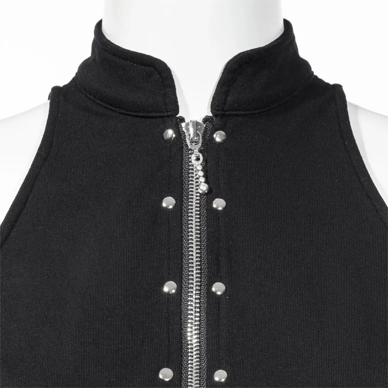 Damen Punk Stehkragen Reißverschluss Bustier