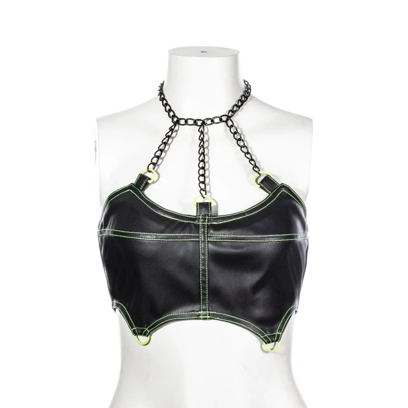 Damen-Punk-Ketten-Neckholder-Bustier