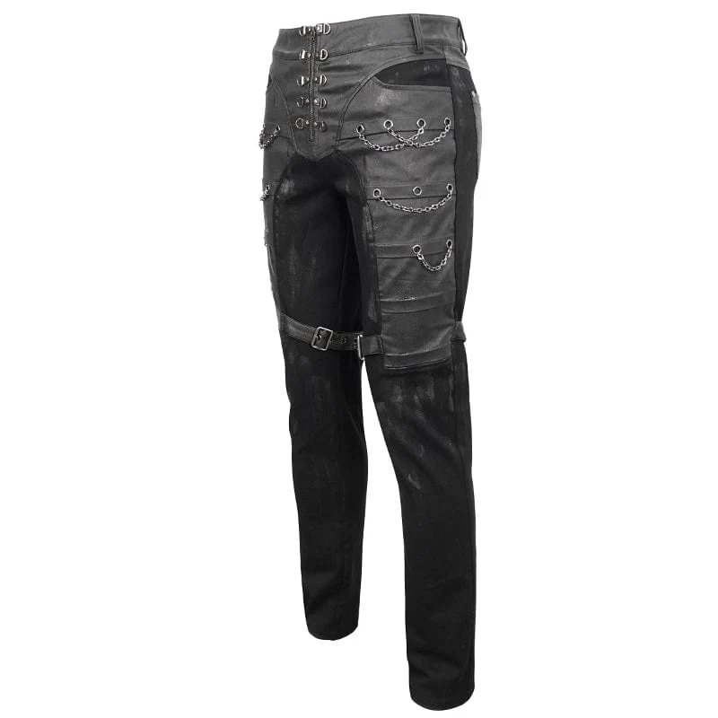 Gothic Distressed Kunstlederhose für Herren