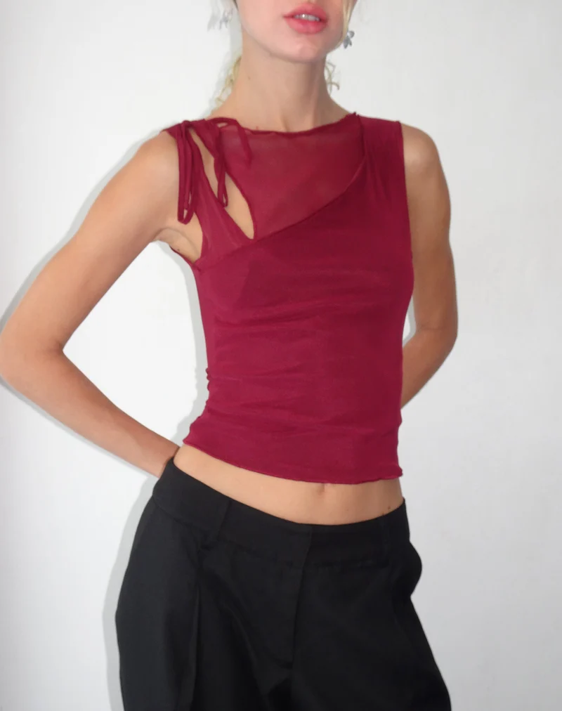 Moni Weste aus Mesh Maroon