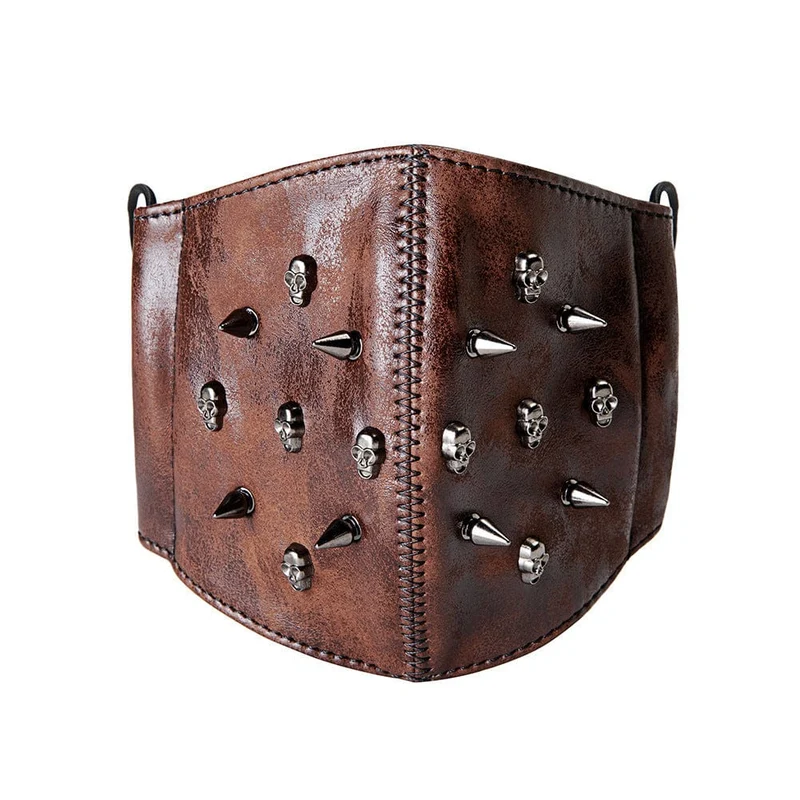 Unisex Steampunk Skulls Nieten Kunstledermaske