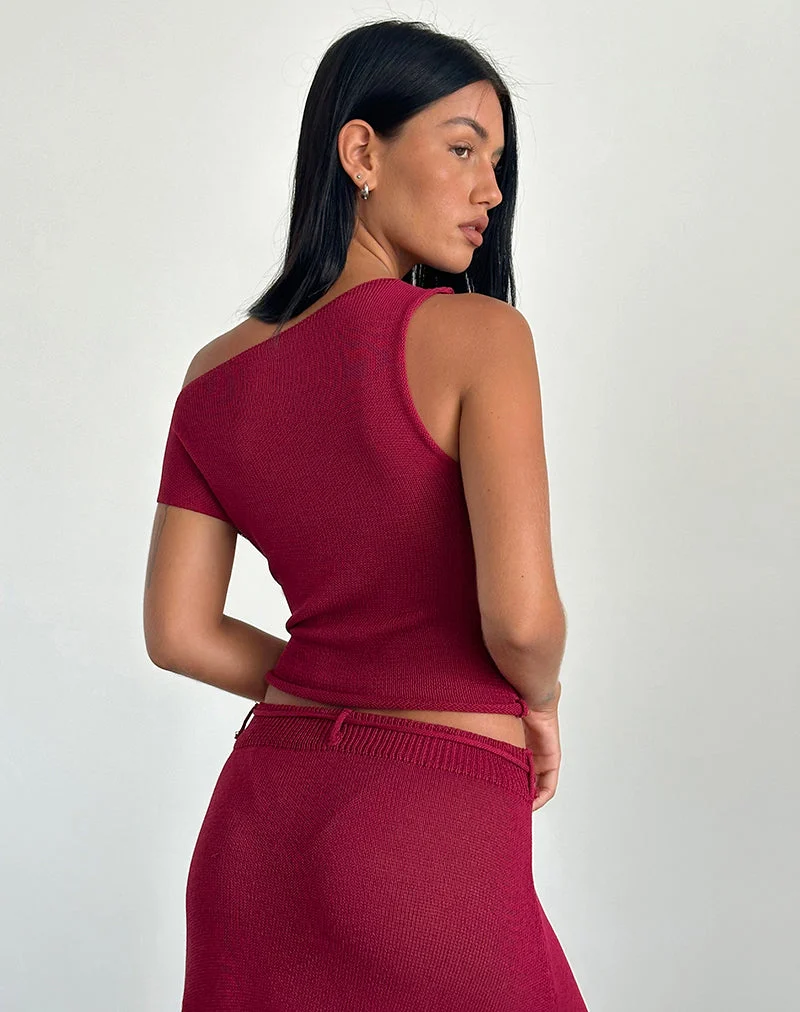 Calypso Top aus transparentem Strick Rot