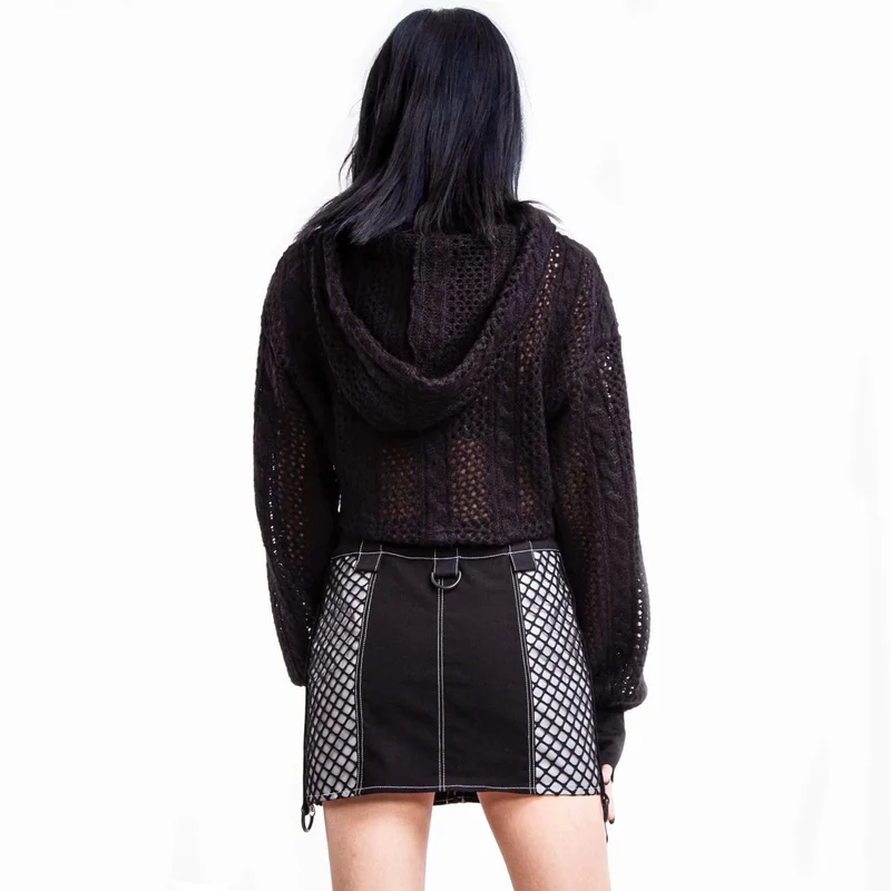 Damen Grunge Kontrastfarbe Schnallenrock Weiß