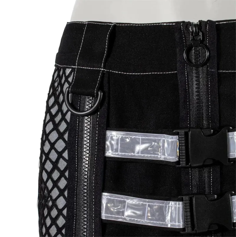 Damen Grunge Kontrastfarbe Schnallenrock Weiß