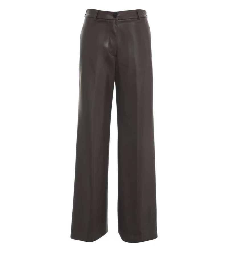 Pantaloni a gamba larga in ecopelle