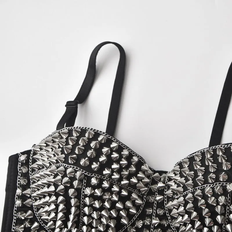 Damen Gothic Nieten Bustier