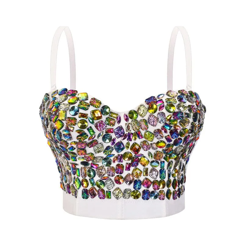 Gotisches, buntes, perlenbesetztes Bustier für Damen
