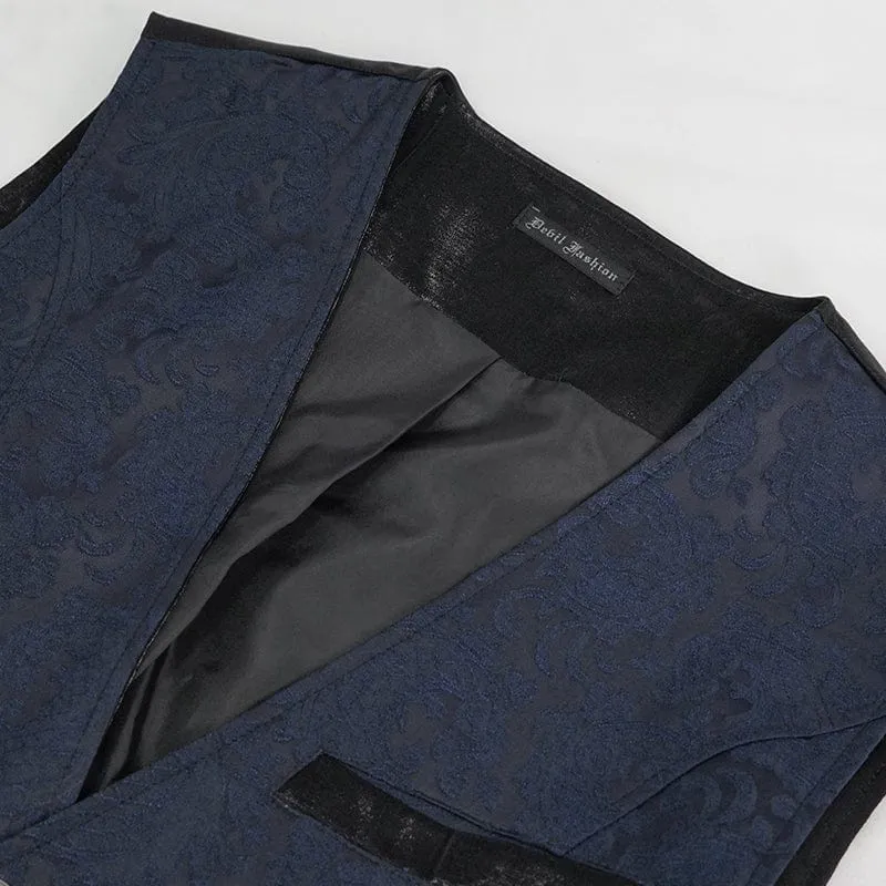 Schwalbenschwanz-Weste mit gotischem Cashew-Print für Herren in Blau