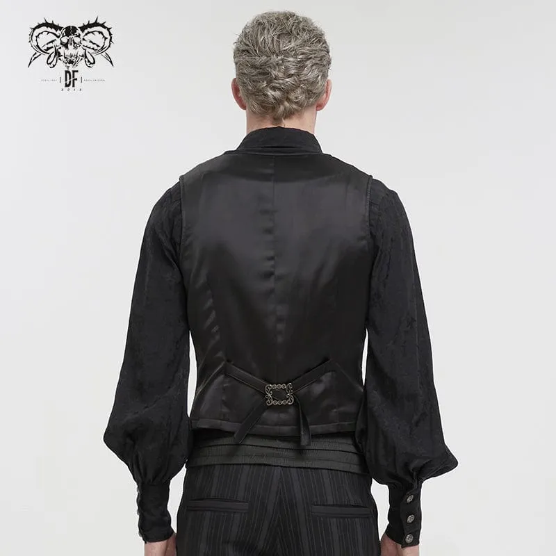 Gothic-Prägeweste für Herren mit Brosche Rot