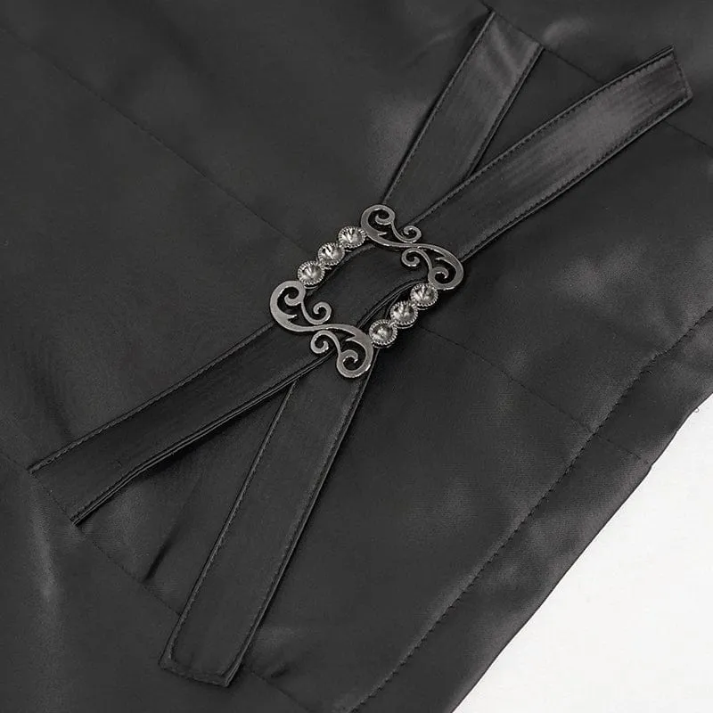Gothic-Prägeweste für Herren mit Brosche Rot