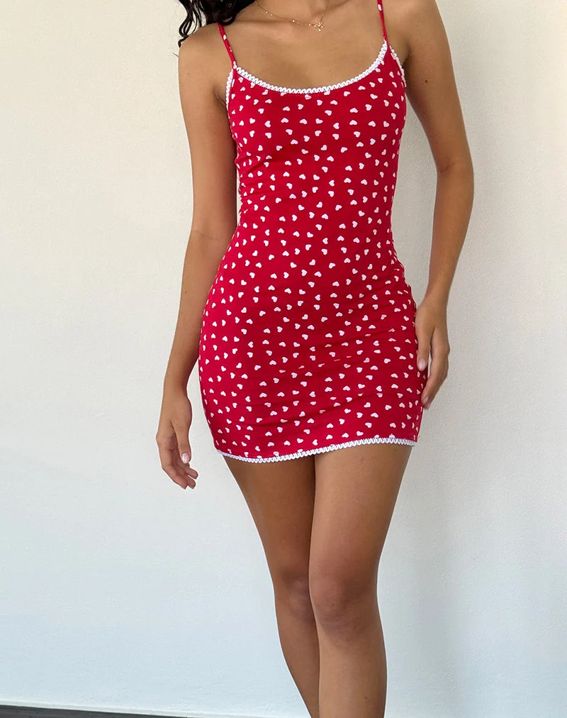 Riniki Bodycon-Minikleid in Herzrot