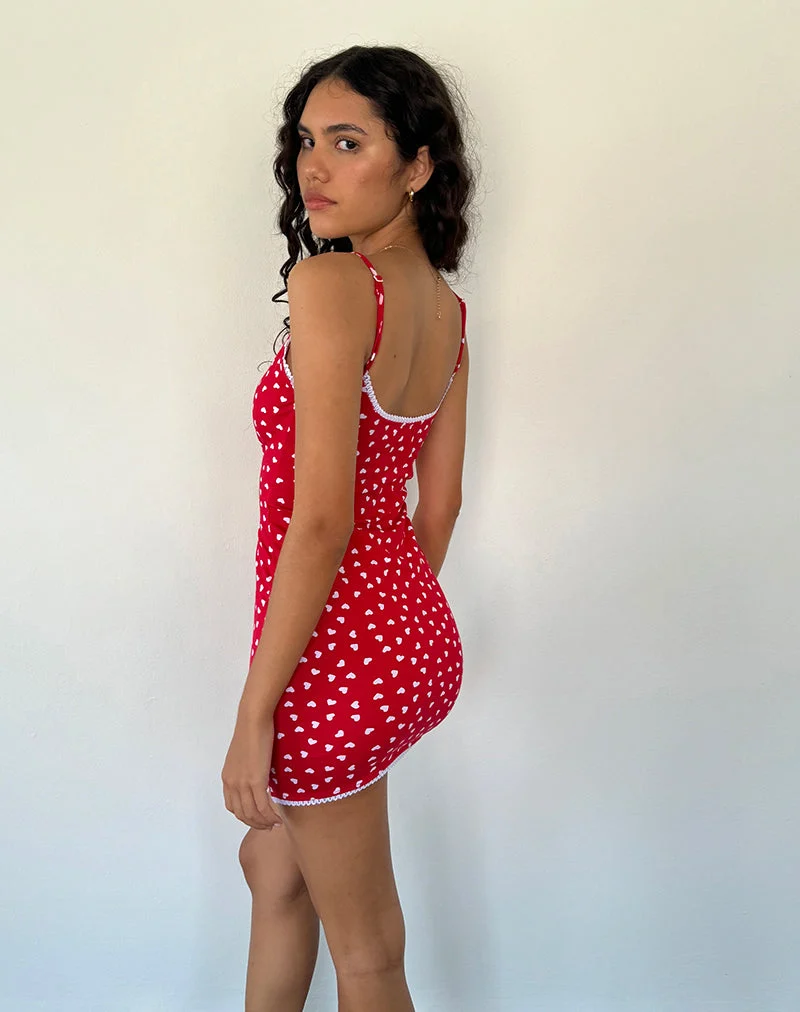 Riniki Bodycon-Minikleid in Herzrot