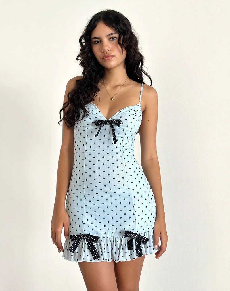 Khalil Minikleid in Blau Schwarz Basic Polka