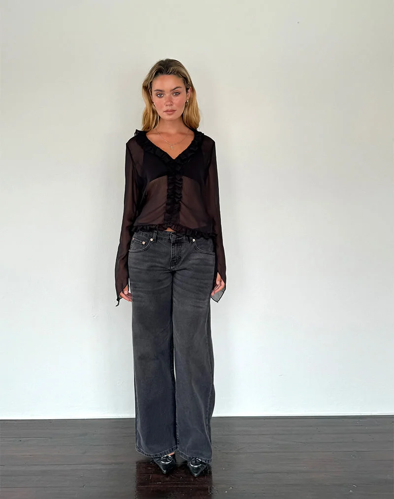 Adriana Rüschentop aus Chiffon Schwarz