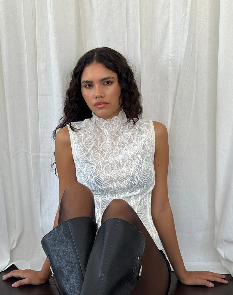 Kimbra Ärmelloses Oberteil in Crinkle Ivory