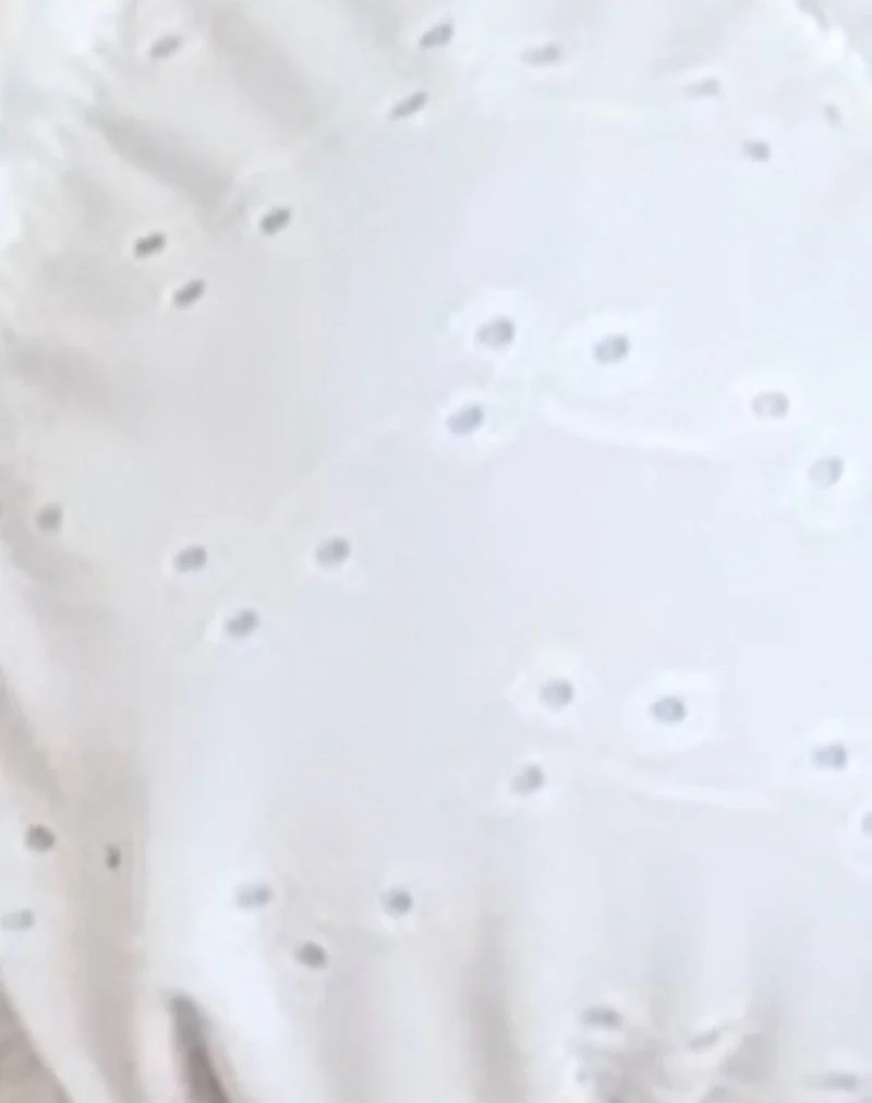 Pumyla Bikinioberteil mit Rüsche in Broderie Weiß