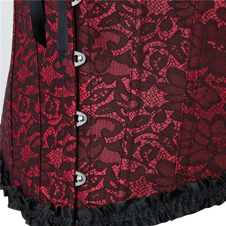 Gothic Vollbrustkorsett mit Rüschen und floraler Spitze für Damen