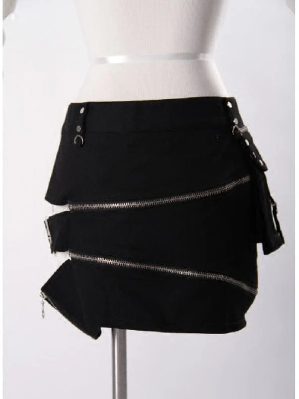 Steampunk Cutout Big-Pocket-Reißverschlussrock für Damen
