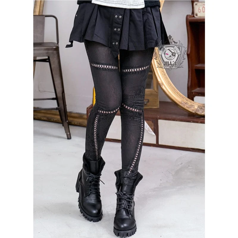 Steampunk-Nähspitzen-Leggings für Damen