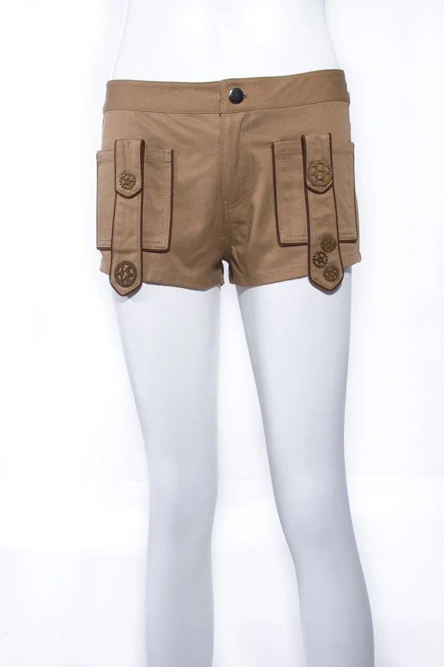 Damen Steampunk Gear Splice Cargo Shorts