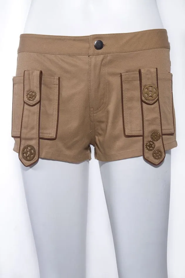 Damen Steampunk Gear Splice Cargo Shorts