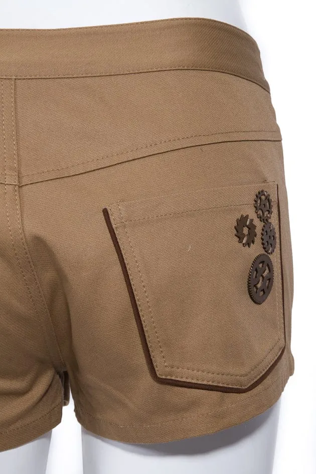Damen Steampunk Gear Splice Cargo Shorts