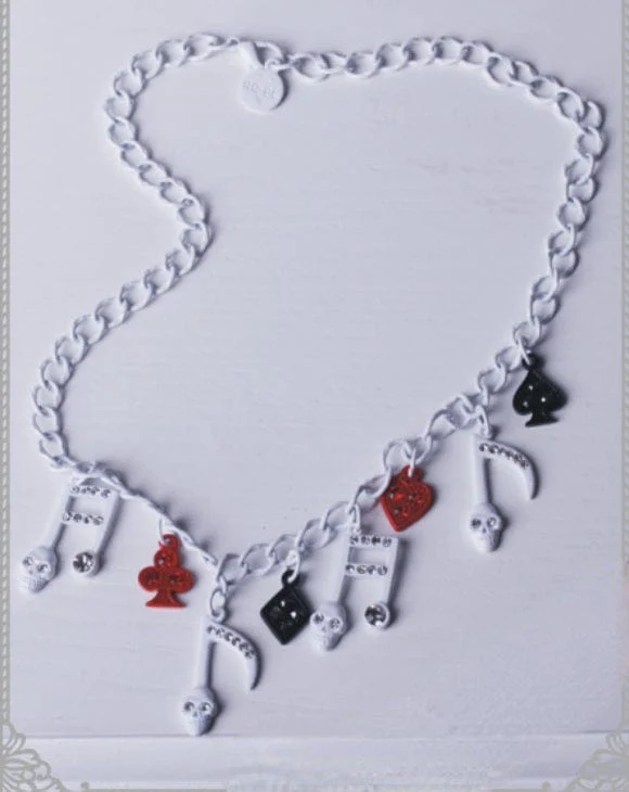 Damen Steampunk Skull Note Diamante Halskette