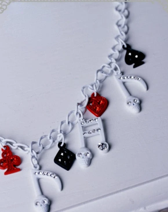 Damen Steampunk Skull Note Diamante Halskette