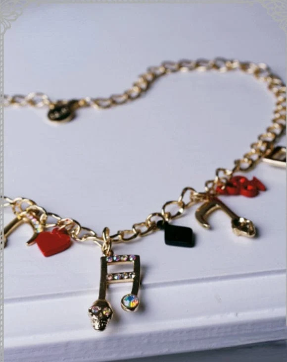 Damen Steampunk Skull Note Diamante Halskette