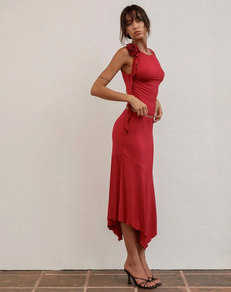 Morena Rosetten-Top in Rot