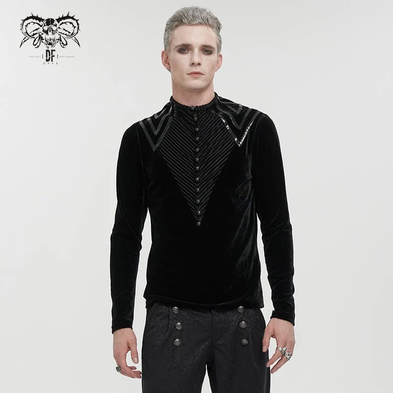 Gothic Stripes Splice Velvet Hemd für Herren